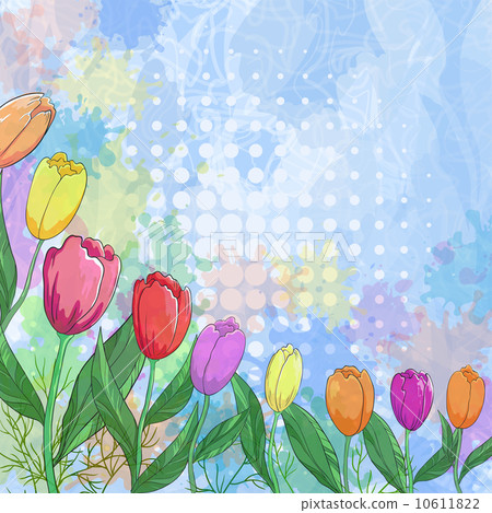 Flowers tulips on abstract background 10611822