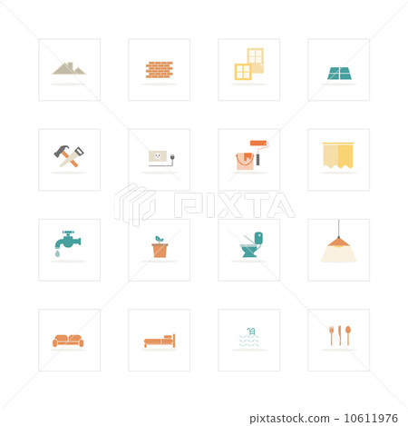 Home and material icons set 10611976