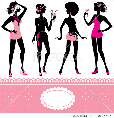 Set of fashionable girls silhouettes on a white background. Part Set of fashionable girls silhouettes on a white background. Part 10613607
