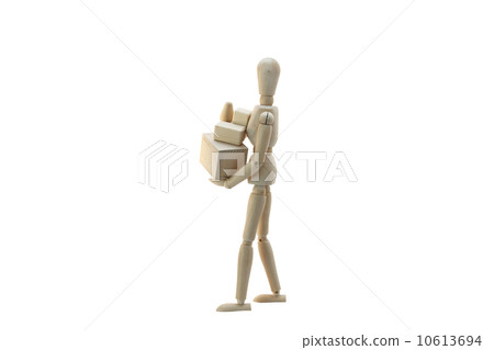 Wooden Manikin Doll Holding Many Parcels 10613694