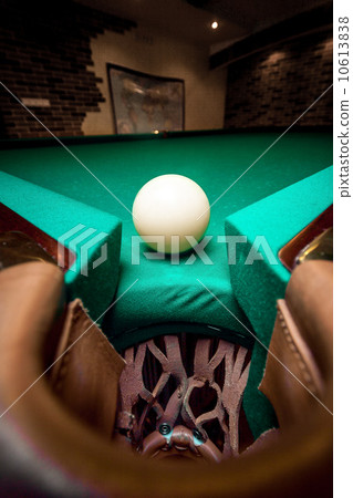 white ball in billiard pocket 10613838