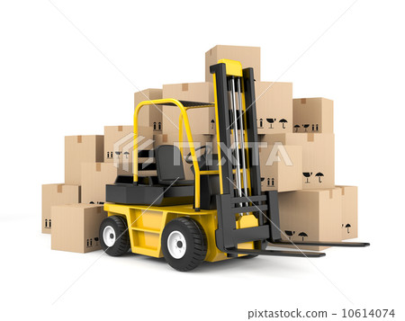 Forklift and cardboard boxes 10614074