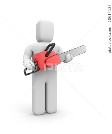 Person hold chainsaw Person hold chainsaw 10614182