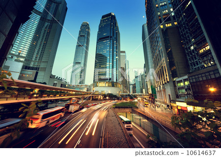 traffic in Hong Kong at sunset time 10614637
