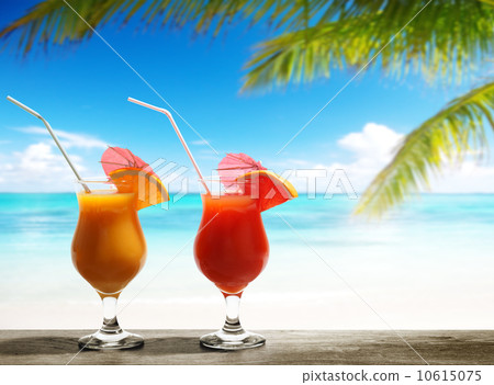 Two fresh juices on beach Two fresh juices on beach 10615075