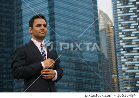 Office wear with Singapore skyline 10616484
