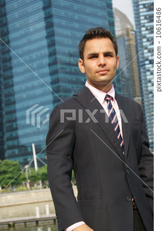 Office wear with Singapore skyline 10616486