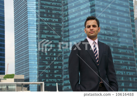 Office wear with Singapore skyline 10616488