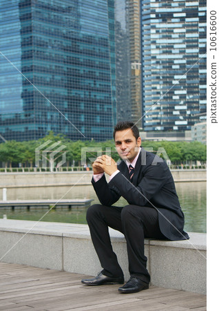 Office wear with Singapore skyline 10616600