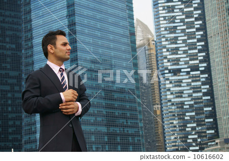 Office wear with Singapore skyline 10616602