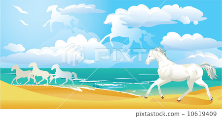 landscape with horses and clouds 10619409