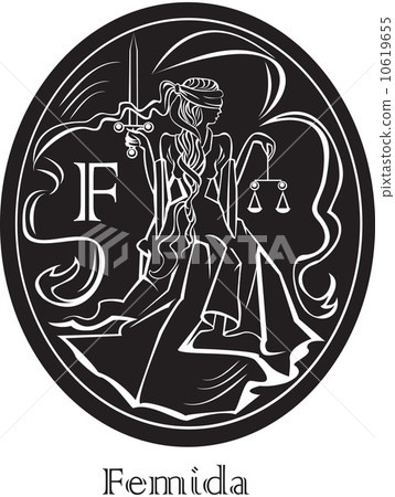Femida - a goddess of justice - oval frame 10619655