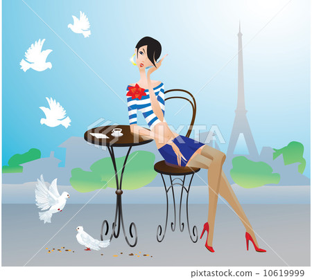 Girl in Paris street cafe 10619999