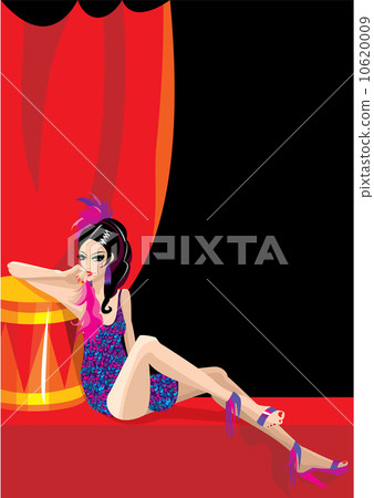 portrait border with cabaret girl 10620009