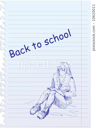 back to school illustration with hand-drawn girl 10620011