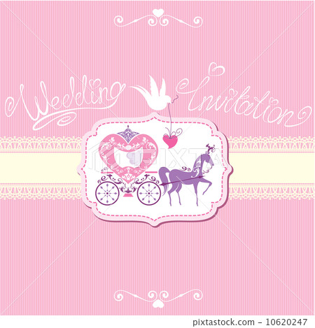 Vintage wedding invitation with retro horse carriage Vintage wedding invitation with retro horse carriage 10620247