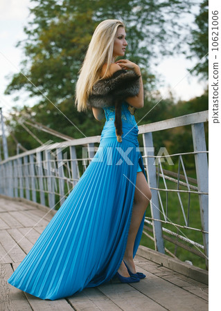Portrait of a beautiful young blond Caucasian woman outdoor. Portrait of a beautiful young blond Caucasian woman outdoor. 10621006