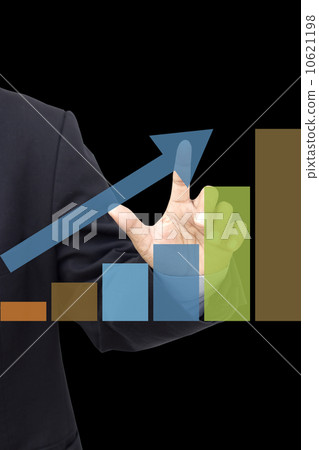 Business person pushing symbols on a touch screen 10621198