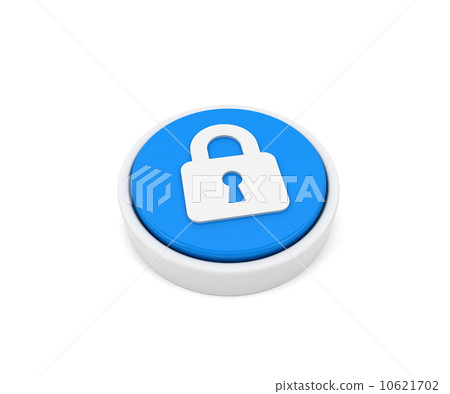 Blue button closed lock - Stock Illustration [10621702] - PIXTA