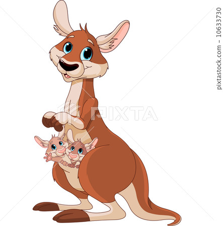 Kangaroo mom and babies 10633730