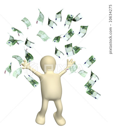 Happy puppet and a banknotes of euro 10634275