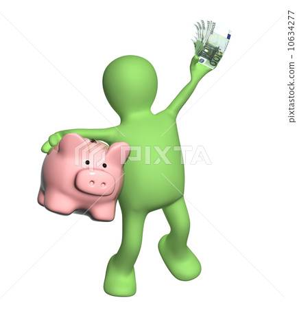Happy puppet and banknotes of euro 10634277