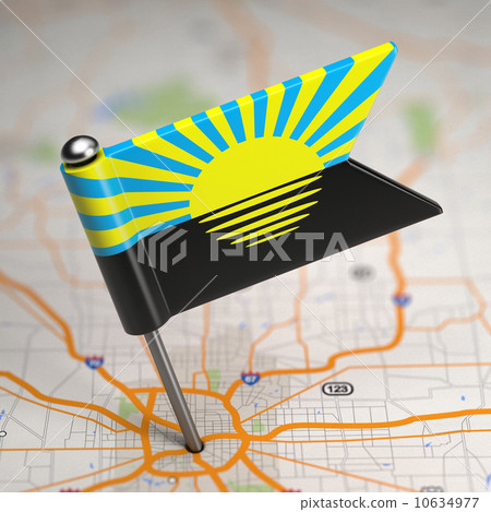 Donetsk Small Flag on a Map Background. 10634977