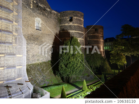 Exterior of Angers Castle at night , Angers city, Maine-et-Loire 10638110