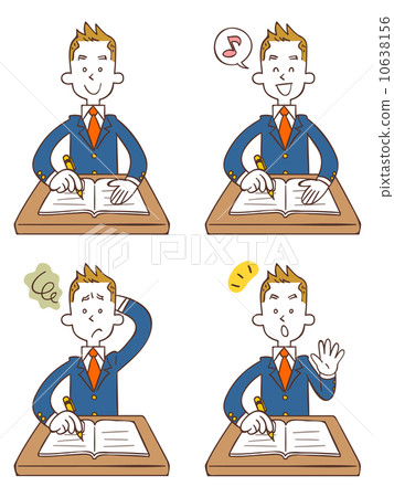 Four kinds of students studying to study poses and facial expressions Four kinds of students studying to study poses and facial expressions 10638156