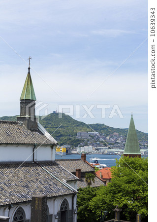 Ohoura Cathedral and Nagasaki Harbor Ohoura Cathedral and Nagasaki Harbor 10639343