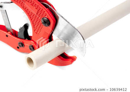 Tools for cutting pvc pipe isolated on white background 10639412