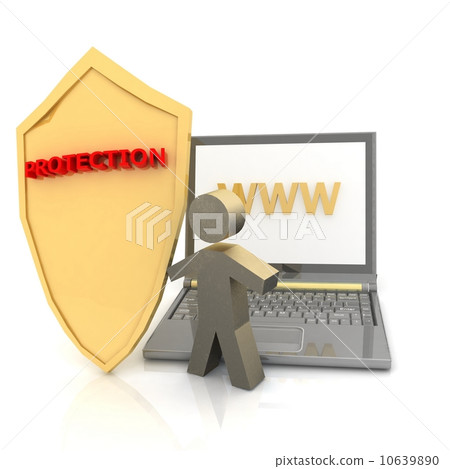 Notebook with shield - Internet security concept 10639890