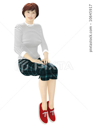 坐真正的3D CG背景透明例證材料的婦女 坐真正的3D CG背景透明例證材料的婦女 10645917