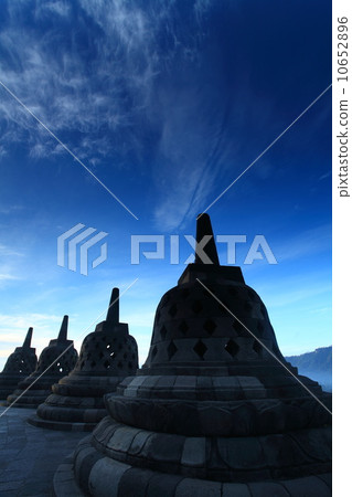 Borobudur is a 9th-century Mahayana Buddhist Temple in Magelang, Central Java, Indonesia.  10652896