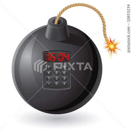black bomb with a burning fuse and clockwork vector illustration 10653234
