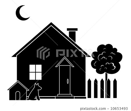 House and tree, silhouette 10653493