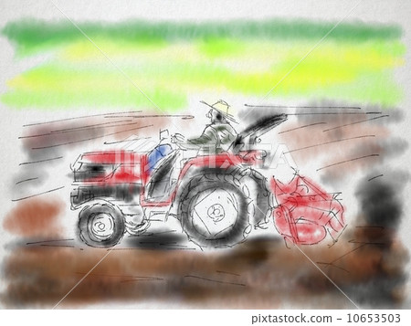 拖拉機插圖水彩風格 10653503