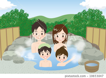 戶外浴4人家庭春夏背景白天 戶外浴4人家庭春夏背景白天 10653847