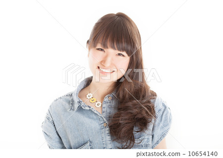 A girl with a cute smile of Long's Wave Hair A girl with a cute smile of Long's Wave Hair 10654140