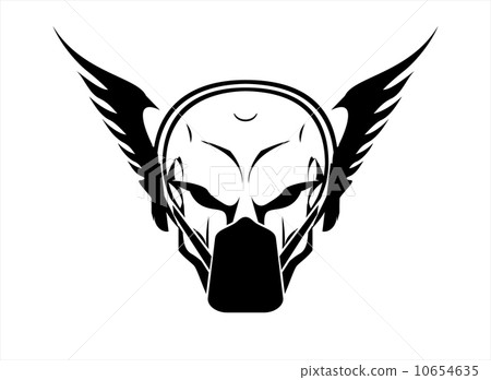 Winged Skull in black and white 10654635