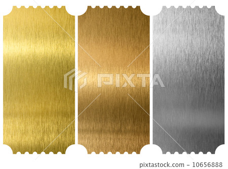 Aluminum, bronze and brass tickets isolated 10656888