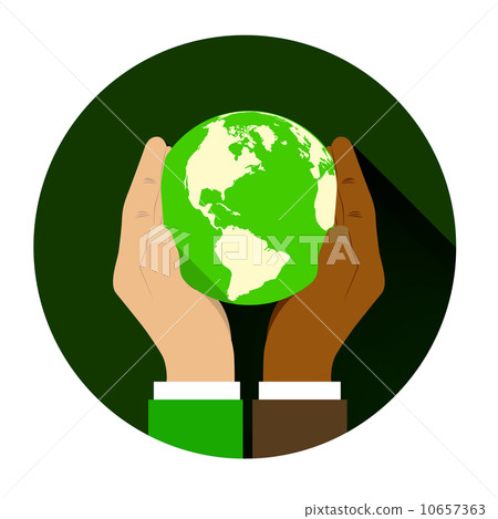 mix of two different races holding hands globe. mix of two different races holding hands globe. 10657363