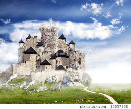 Fantasy castle with clouds. Fantasy castle with clouds. 10657368