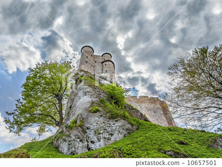 Stormy sky over medieval castle. 10657501
