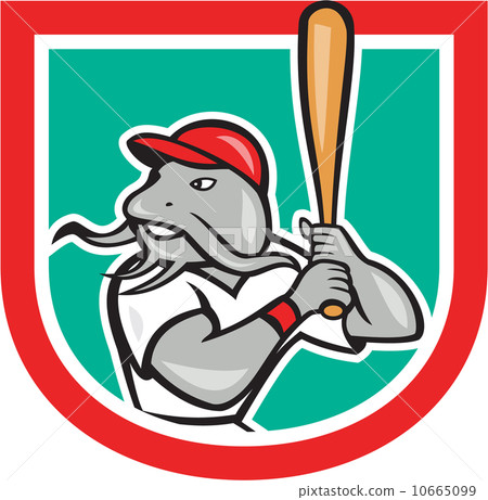 Catfish Baseball Hitter Batting Cartoon Shield 10665099