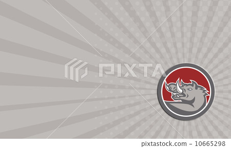 Business Card Razorback Head Looking Up Circle 10665298
