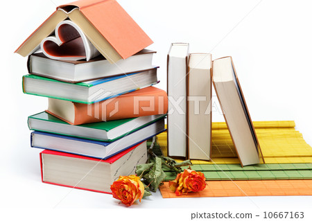 A stack of books on a white background. A stack of books on a white background. 10667163