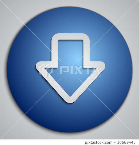 Vector round blue down arrow button with paper cut image Vector round blue down arrow button with paper cut image 10669443