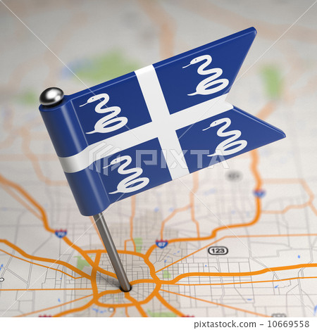 Martinique Small Flag on a Map Background. 10669558