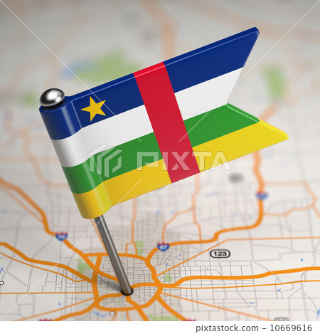 Central African Republic Small Flag on a Map. Central African Republic Small Flag on a Map. 10669616